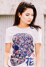 Load image into Gallery viewer, Celebrate Día de Muertos (Day of the Dead), Cinco De Mayo or every day with this colorful Sugar Skull boyfriend cut shirt. The best-looking, most comfortable, softest t-shirt's available anywhere. The Oldskull Express Collection features vintage styled t-shirts with a strong Japanese influence combined with Americana, retro and streetwear design elements. The result is unique design you will only find at Oldskull Shirts USA the best shirt store in North America.