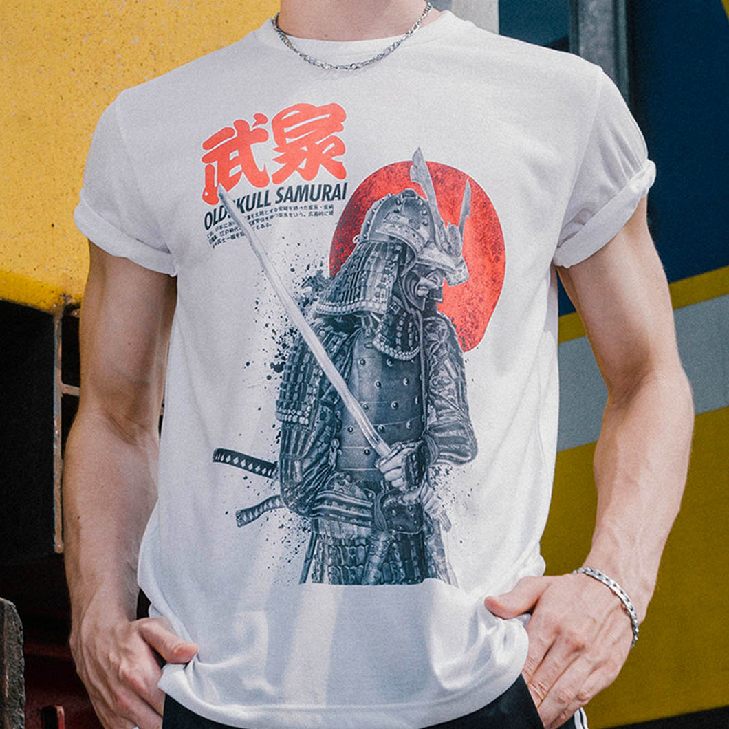 Sengoku Samurai Shirt is the best selling Samurai shirt. Is this the great Miyamoto Musashi? This Samurai is depicted with full Tosei-gusoku armor ready for battle with katana drawn. The high quality design shows the fine armor details. Experience the OldSkull Shirts quality. Old Skull Shirts are the coolest shirts you'll own - Oldskull Shirts Store USA the best shirt store in North America.